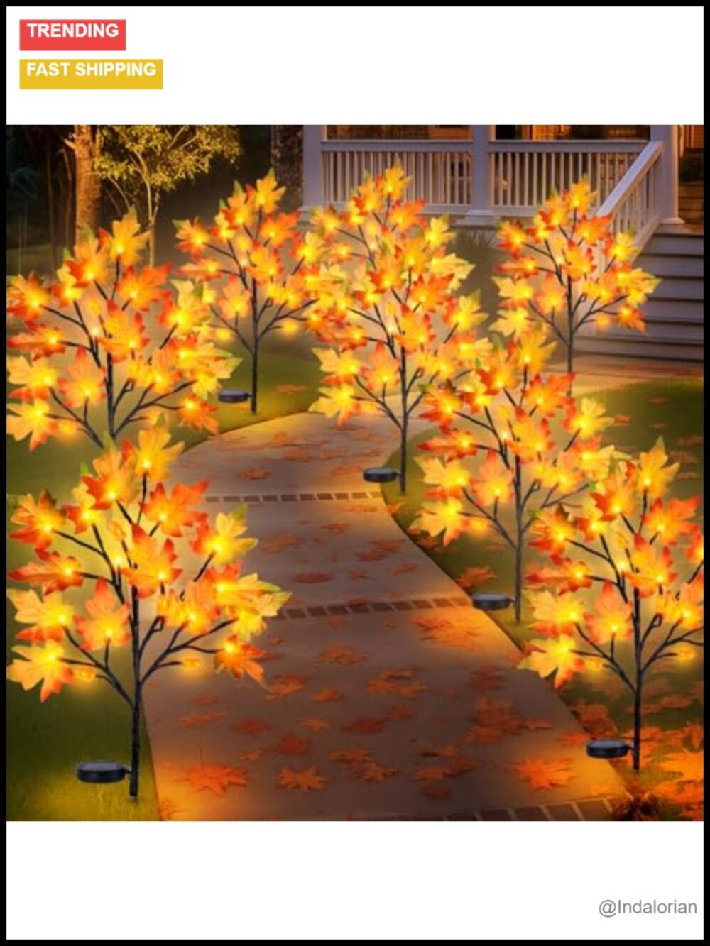 8PCS Solar Maple Leaf Stake Lights Outdoor Decorative 8 Modes IP65 Waterproof